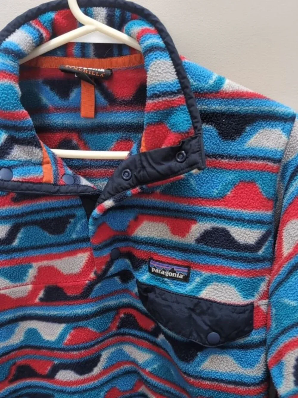 Patagonia Synchilla Snap-T Aztec Blue Delta Waves Pullover - Picture 3 of 12